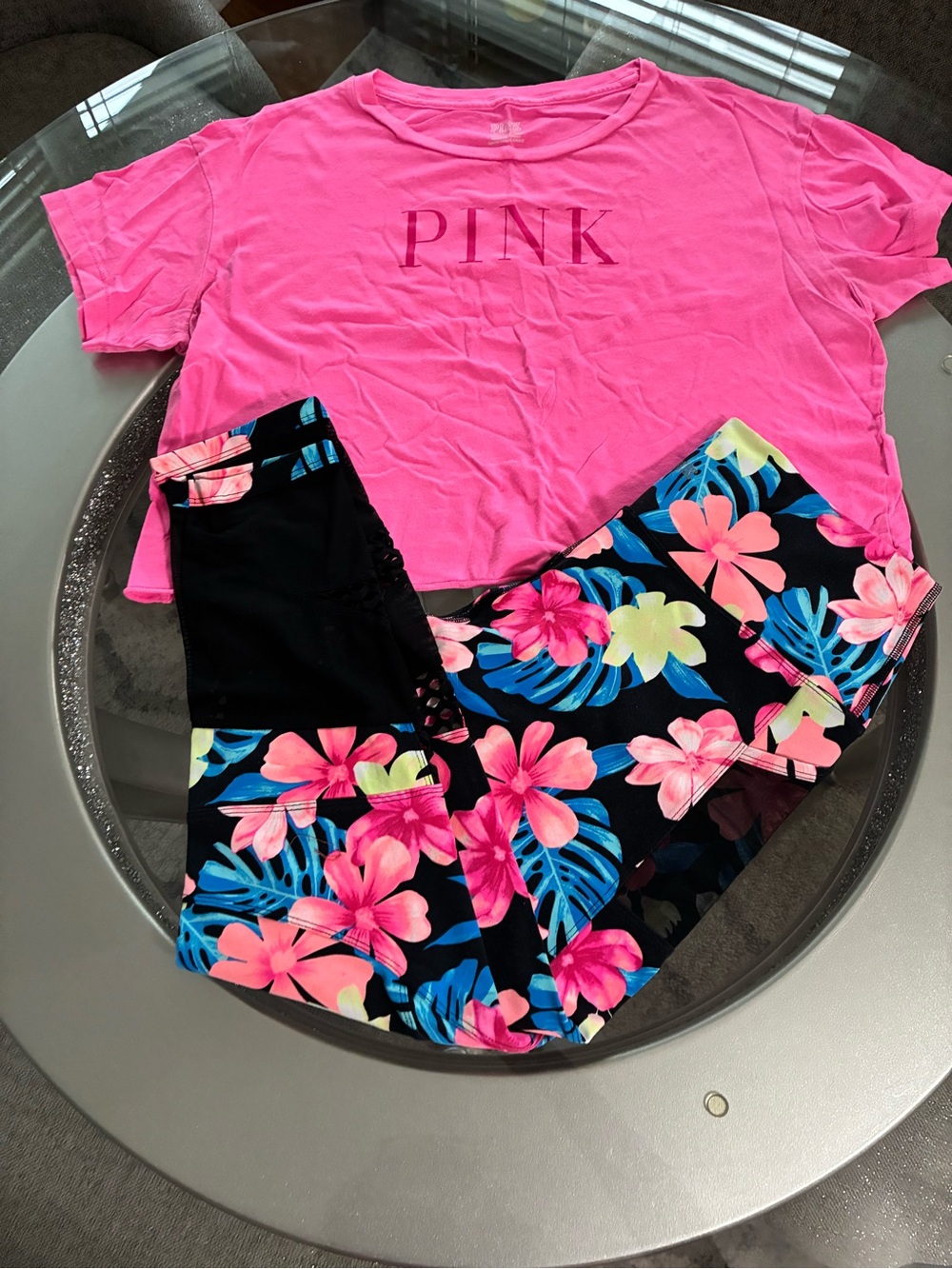 PINK Victoria's Secret Women’s Floral Leggings & Crop Top